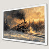 Snowy Forest Steam Train Art Poster - Festive Wall Decor