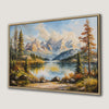 Snowy Mountain by Lake with Tranquil Pine Forest Canvas Print