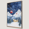 Snowy Mountain Landscape Canvas Print with Red Cable Cars
