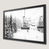 Snowy Mountain Ski Lift Art Poster | Alpine Home Decor