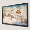 Snowy Mountain Ski Resort Art Poster for Cozy Cabin Decor