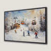 Snowy Mountain Skiing Canvas Print Framed Art