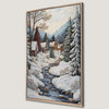 Snowy Mountain Village Canvas Print Peaceful Winter Scene