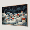 Snowy Night Village Canvas Print Christmas Wall Art