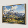Snowy Peaks Mountain Landscape Village Scene Canvas Print