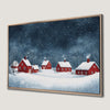 Snowy Red Houses Canvas Print Winter Wall Art