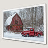 Snowy Red Truck Art Poster for Christmas Decor