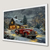 Snowy Red Truck Art Poster - Winter Cozy House Decor