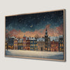 Snowy Town Winter Scene Canvas Print for Cozy Holiday Decor