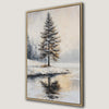 Snowy Tree by Lake Winter Landscape Canvas Print