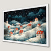 Snowy Village Art Poster - Festive Winter Wall Decor