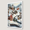 Snowy Village Art Poster for Holiday Cheer