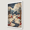 Snowy Village Art Poster - Winter Wonderland Wall Decor