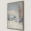 Snowy Village Landscape Framed Canvas Print Winter Art