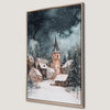 Snowy Village Night Scene Canvas Print Winter Art