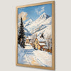 Snowy Village Winter Landscape Art Poster for Cozy Home Decor