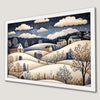 Snowy Winter Landscape Art Poster - Rustic Christmas Decor