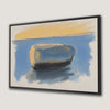 Soft Pastel Geometric Ocean Canvas Print with Orange and Blue