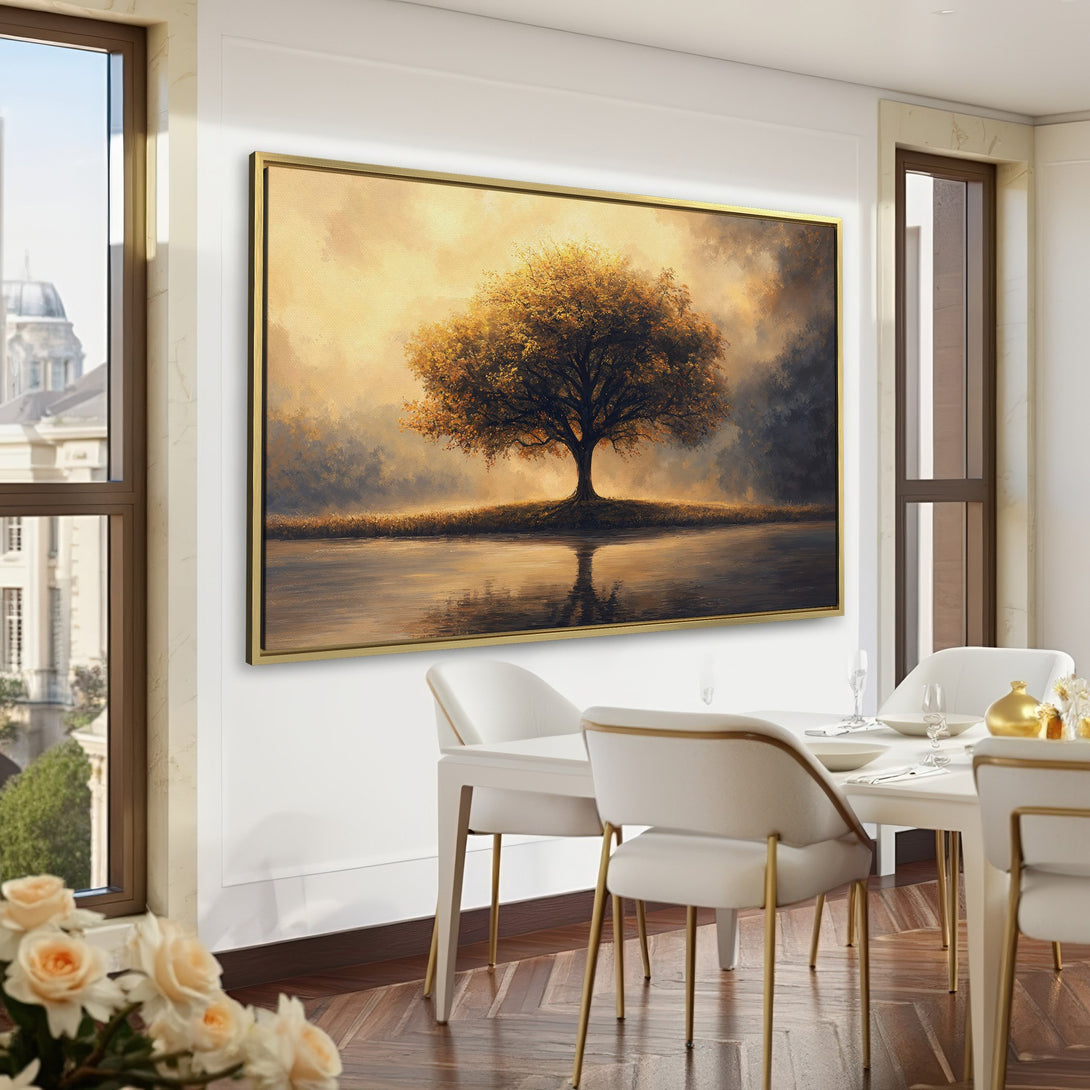 Canvas Print of a serene tree landscape in warm, earthy tones. Perfect for adding a touch of nature and elegance to any room.