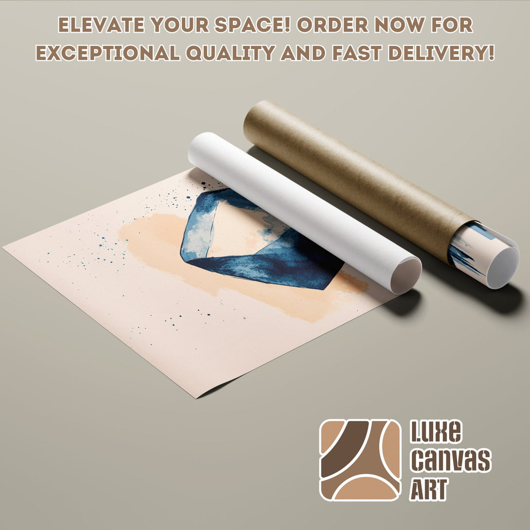 Abstract art poster roll in beige and blue tones. Elevate your space with this modern art poster. Order now!