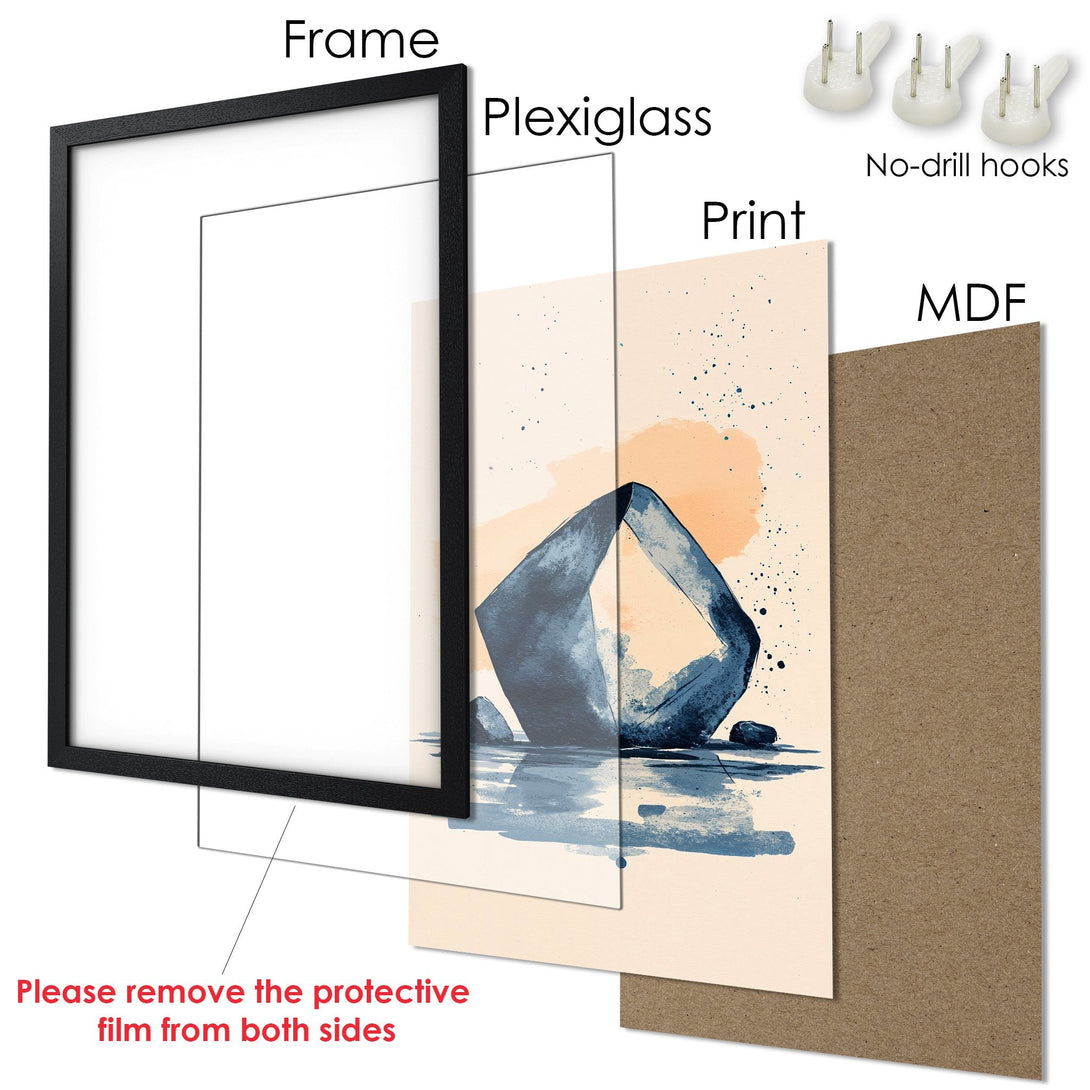 Framed Poster featuring an abstract art print in a neutral color palette. Modern wall decor for your home.