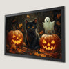 Spooky Black Cat & Jack O Lantern Art Poster for Halloween