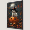 Spooky Bunny with Witch Hat Art Poster for Halloween