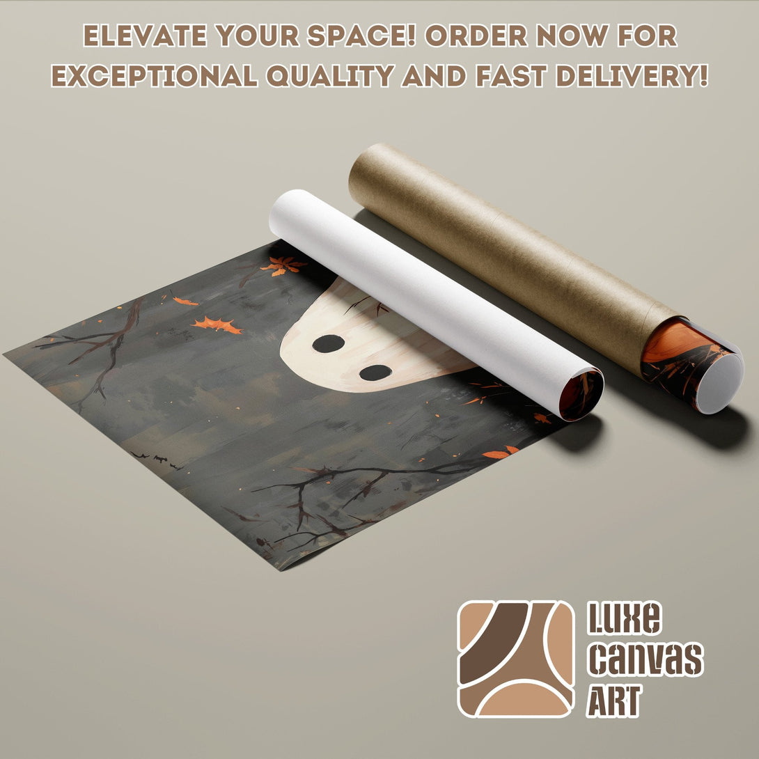Poster Roll featuring a ghost in a dark style with a neutral color palette. Order now!