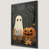 Spooky Ghost and Pumpkin Art Poster for Halloween