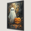 Spooky Ghost and Pumpkin Art Poster for Halloween Decor