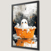Spooky Ghost in Bathtub Art Poster - Halloween Wall Decor