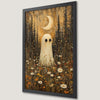 Spooky Ghost in Flowers Art Poster for Halloween Decor