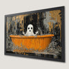 Spooky Ghost in Orange Bathtub Art Poster - Gothic Halloween Decor