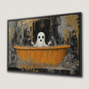 Spooky Ghost in Orange Bathtub Canvas Print Gothic Art