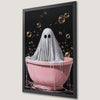 Spooky Ghost in Pink Bathtub Art Poster for Halloween