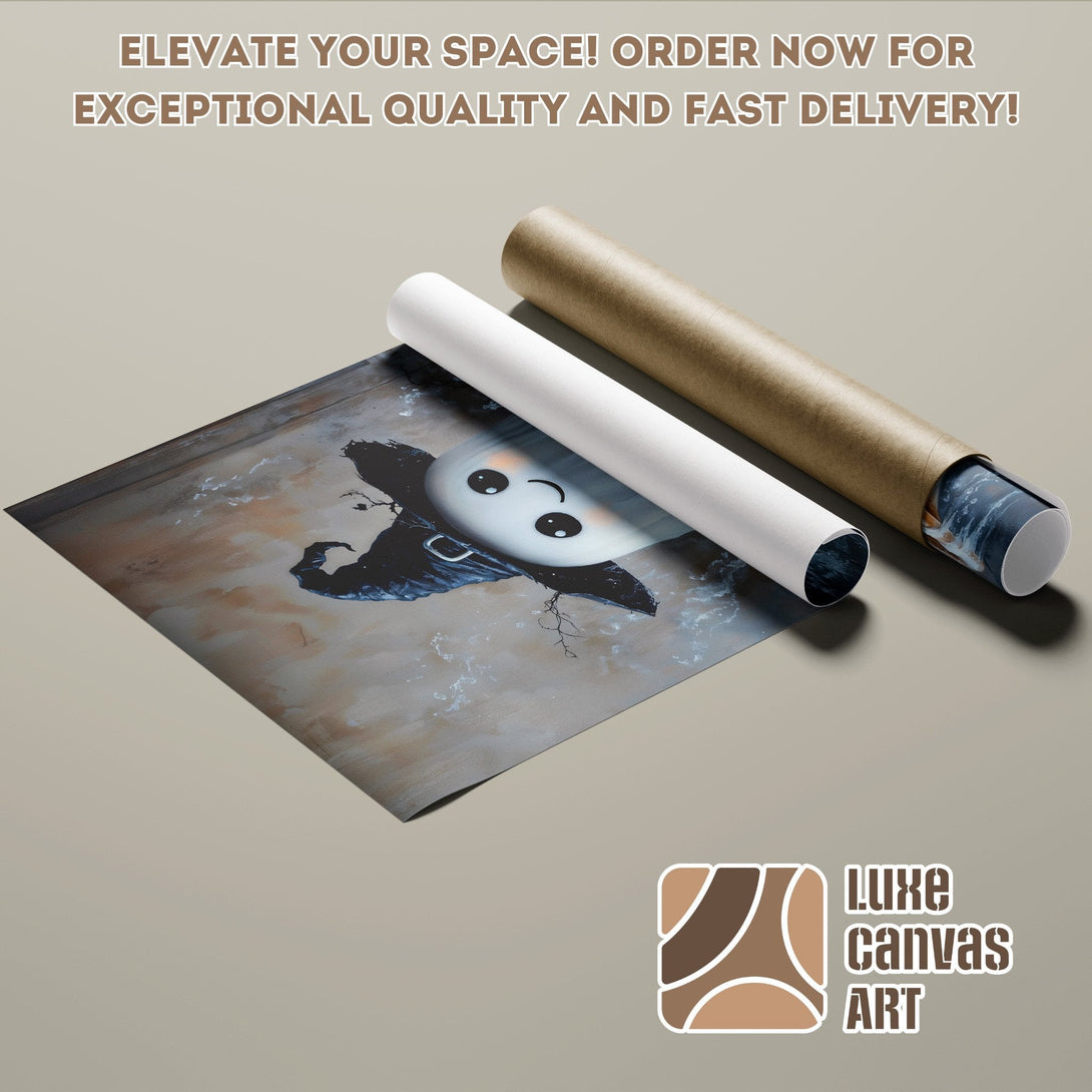 Poster Roll featuring a cute ghost artwork, with a neutral color palette. Order now!
