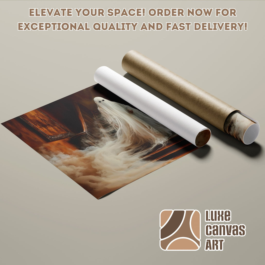 Poster Roll featuring a ghost in a warm-toned, artistic style. Order now for fast delivery!