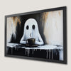 Spooky Ghost with Coffee Art Poster for Halloween
