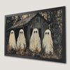 Spooky Ghosts in Forest Cabin Art Poster for Halloween