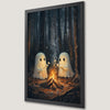 Spooky Ghosts Marshmallow Roast Art Poster for Halloween