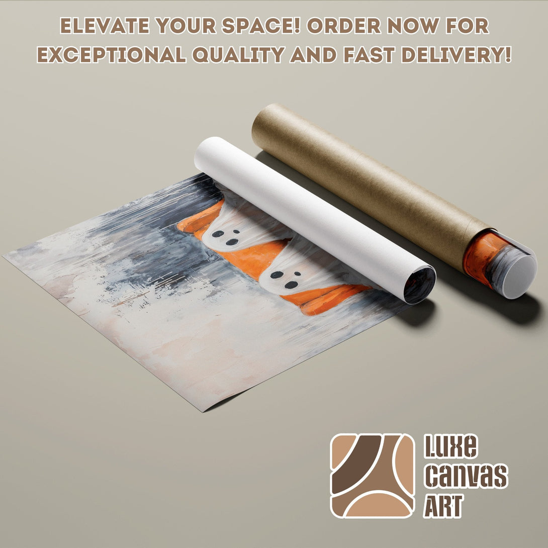 Abstract art poster roll with orange and gray tones. Elevate your space with this unique poster!