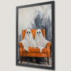 Spooky Ghosts on Orange Sofa Art Poster - Halloween Decor