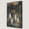 Spooky Haunted Forest Canvas Print with White Ghosts