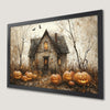 Spooky Haunted House Art Poster for Halloween Decor