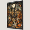 Spooky Haunted House Art Poster with Witches for Halloween