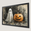 Spooky Jack O' Lantern & Ghost Art Poster for Halloween