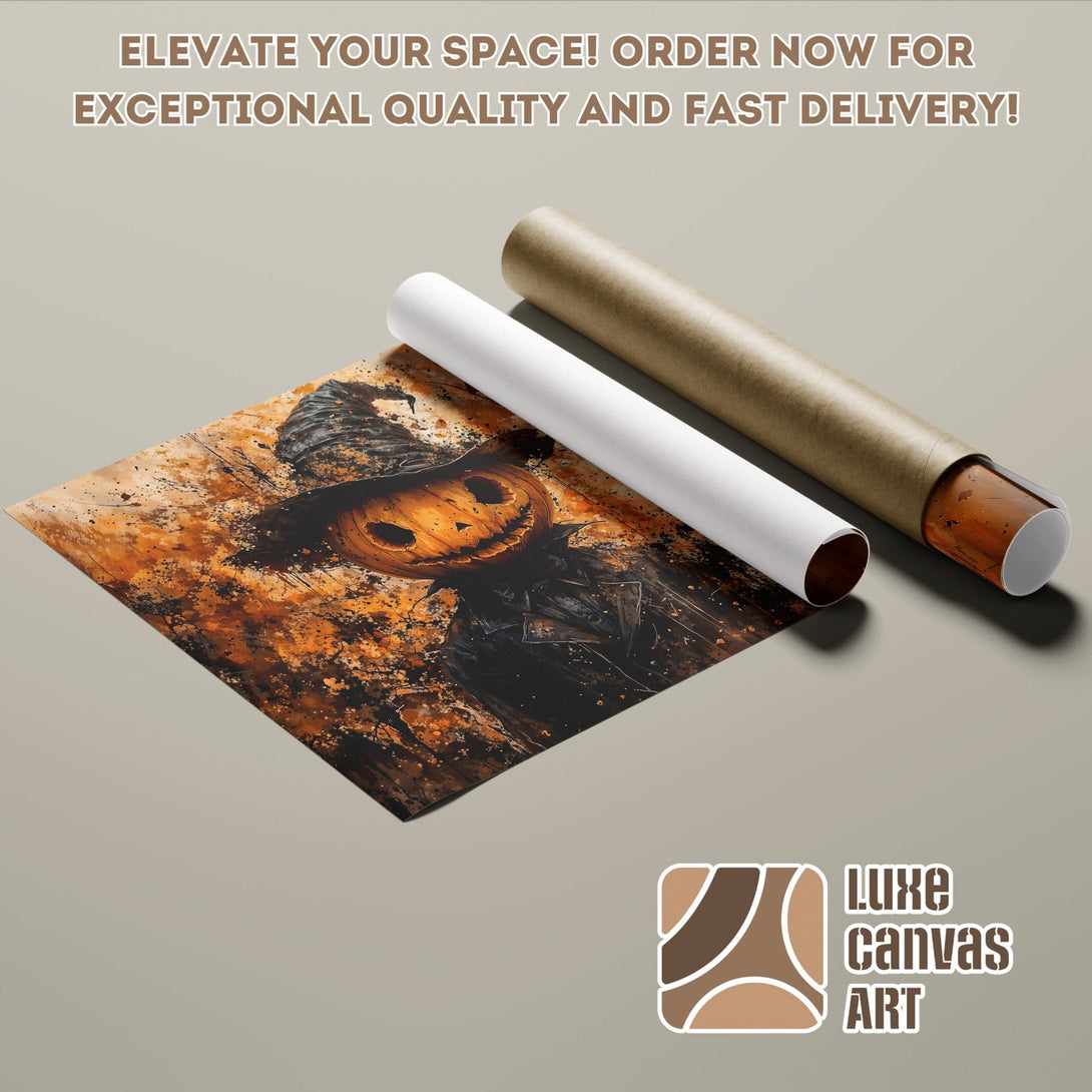 Halloween Pumpkin Poster Roll in abstract style, orange & black color palette. Elevate your space!