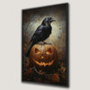 Spooky Raven on Pumpkin Canvas Print for Gothic Decor