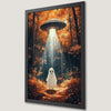 Spooky UFO & Ghost Forest Art Poster - Halloween Decor
