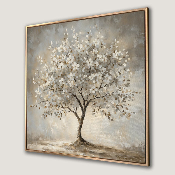 Framed Wall Art: Elegant tree painting in neutral tones. Add a touch of nature-inspired serenity to your space with this beautiful canvas print.